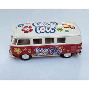 5" Kinsmart 1962 Volkswagen Classical Bus w/Decal 1:32 Diecast Love Peace RED
